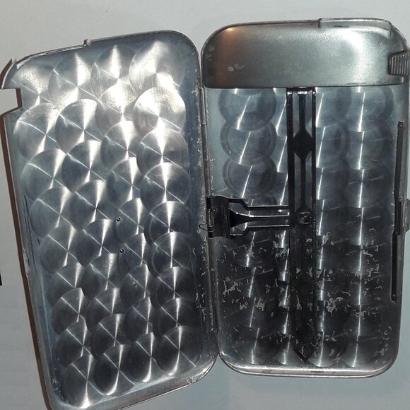 Elgin American Art Deco Cigarette Case 1930s Enamel Look Paint Vintage Green Ant - Picture 4 of 7